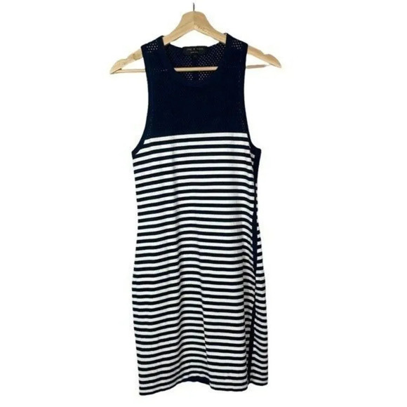 Rag & Bone Giselle Navy Blue & White Mesh Bodycon Mini Dress M - Picture 2 of 5